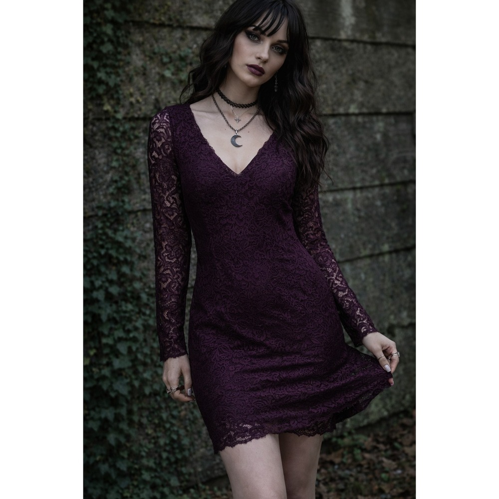Plum Lace Whimsy Goth Dress 0X Plus Size Stevie Nicks Inspired